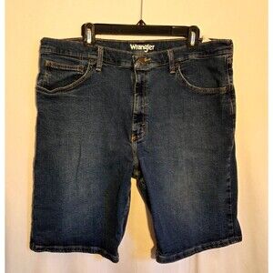 Wrangler Men’s Denim Shorts Size 38 Blue Stretch Jean Shorts 10” Inseam
